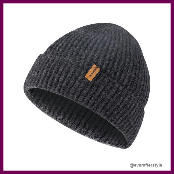 100% Merino Wool Cuff Beanie Unisex Winter Hat Classic Minimal Cozy main image 7